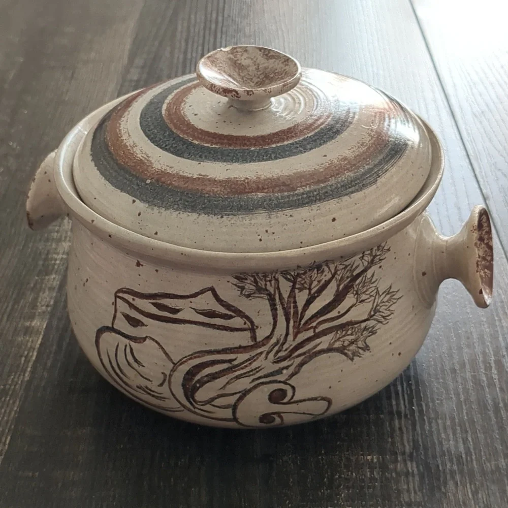 Vintage Handmade Bean Pot Signed By Artist